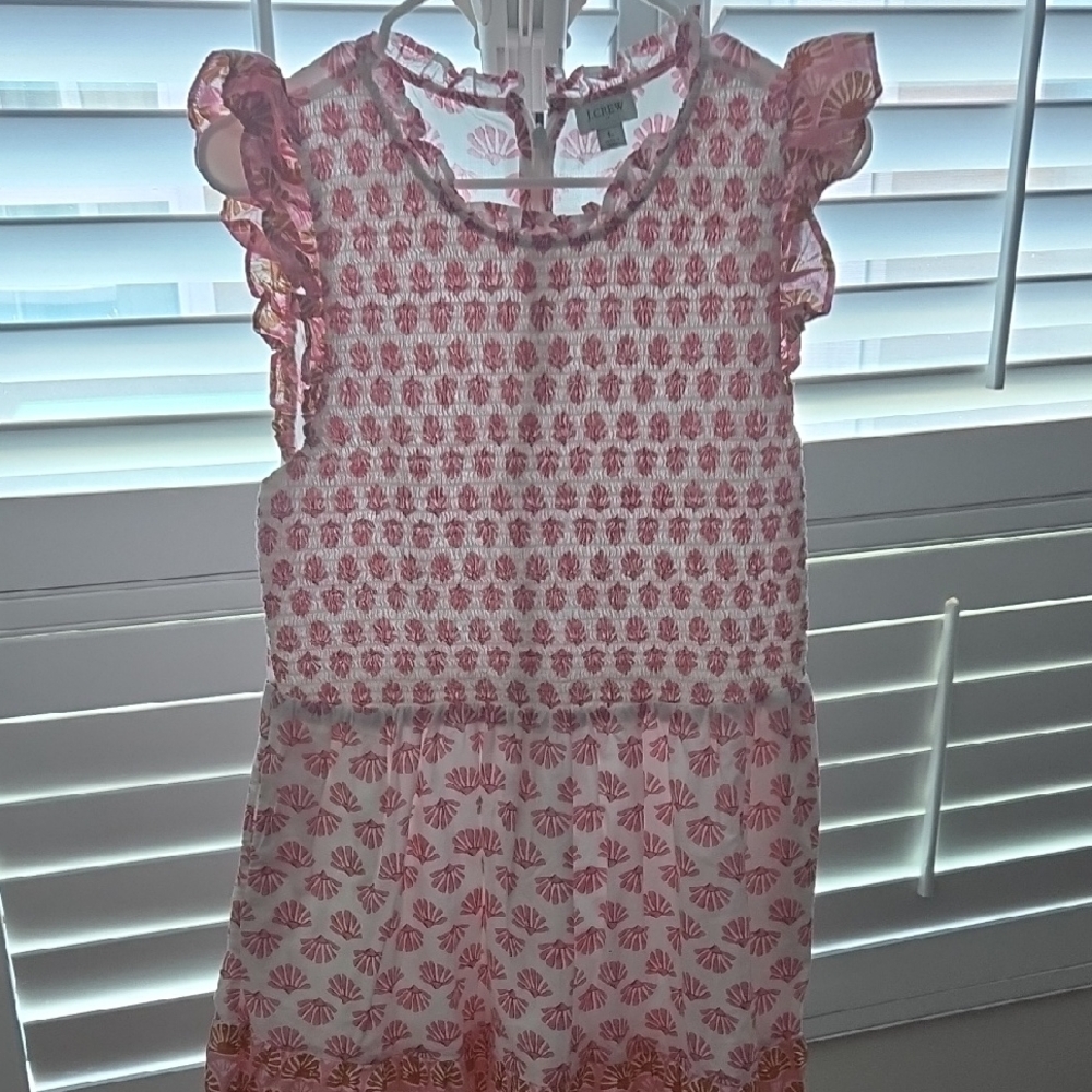 J. Crew Pink and White Midi Dress